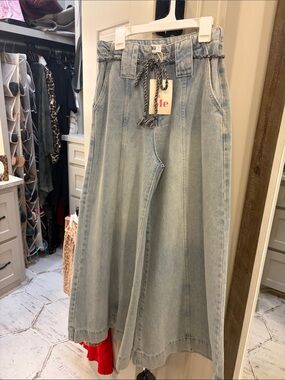 So Me Light Blue Wide-Leg Drawstring Jeans